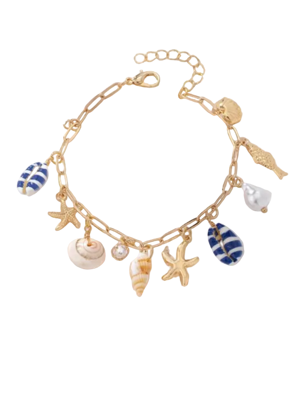 summer beach shell starfish pendant bracelet