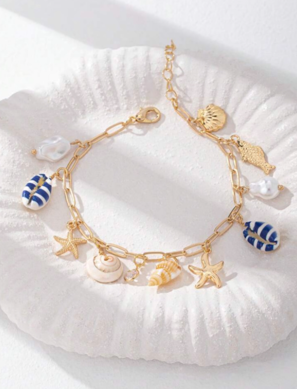 summer beach shell starfish pendant bracelet