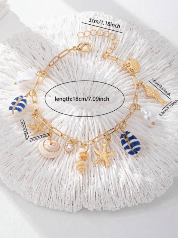 summer beach shell starfish pendant bracelet