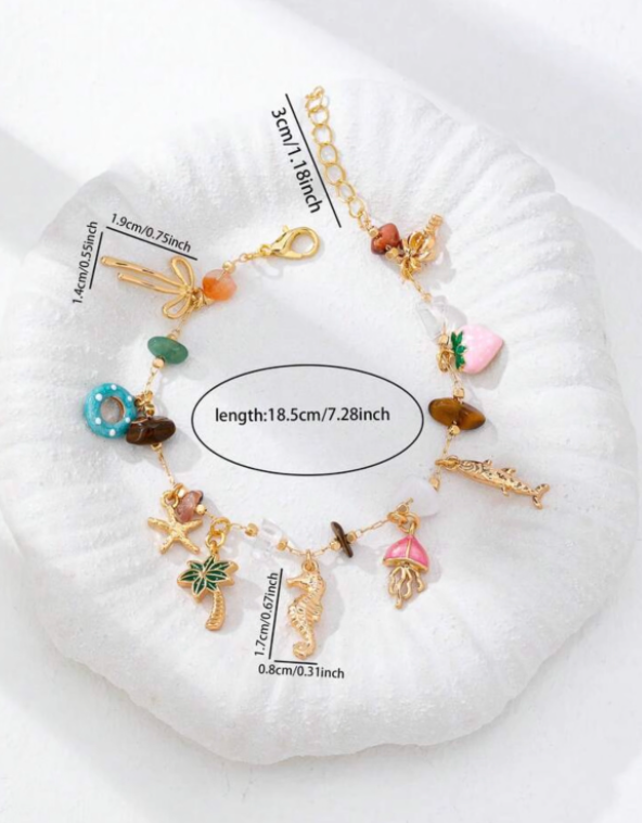 handmade boho ocean charm bracelet
