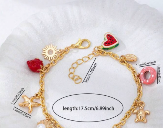 red enamel cherry crab bracelet