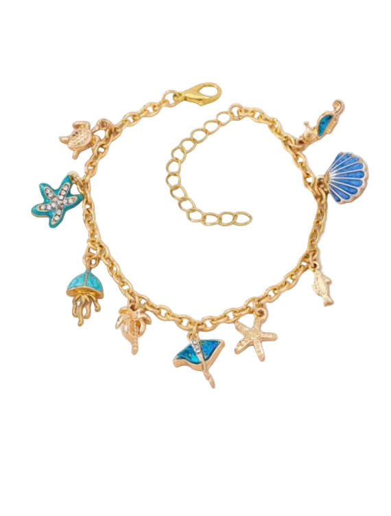blue enamel sea turtle bracelet