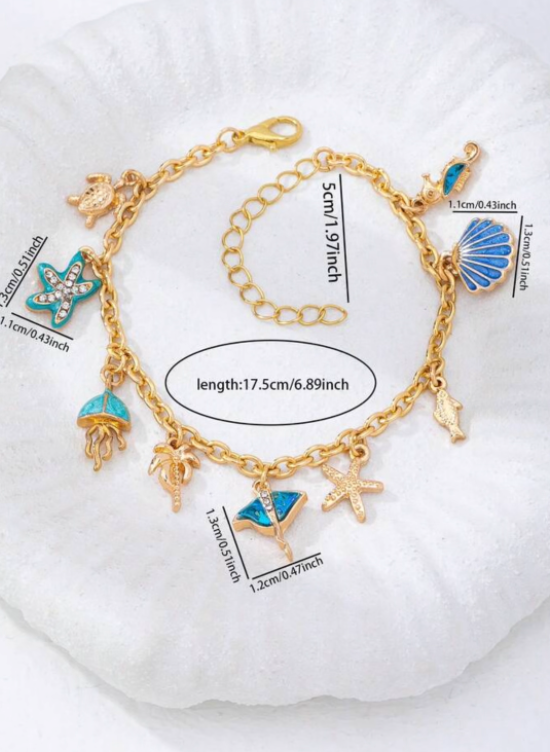 blue enamel sea turtle bracelet